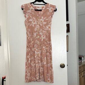 Charming Pink Floral Midi Dress